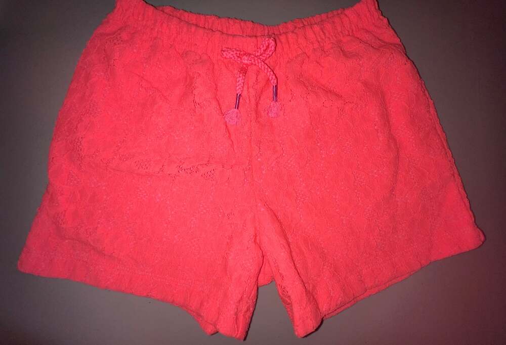 Coral Floral Lace Shorts Girls 8